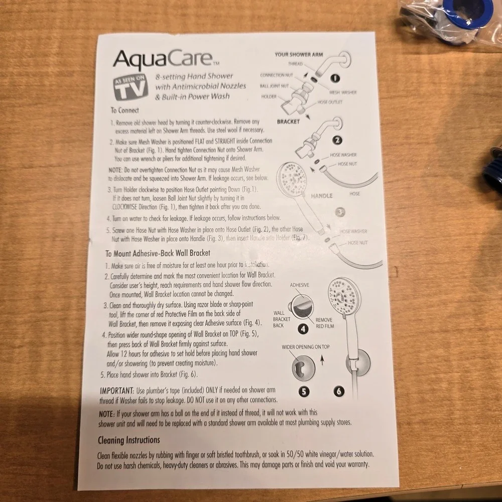 AquaCare Luxury Handheld Shower with Built-in Power Wash 8 Settings Seen on TV‎